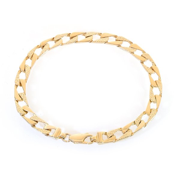 6.5mm Square Curb Link 14K Yellow Gold Bracelet